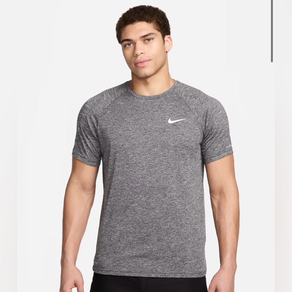 NWT Nike Men's Heathered Gray Short Sleeve Swim Shirt Size XL